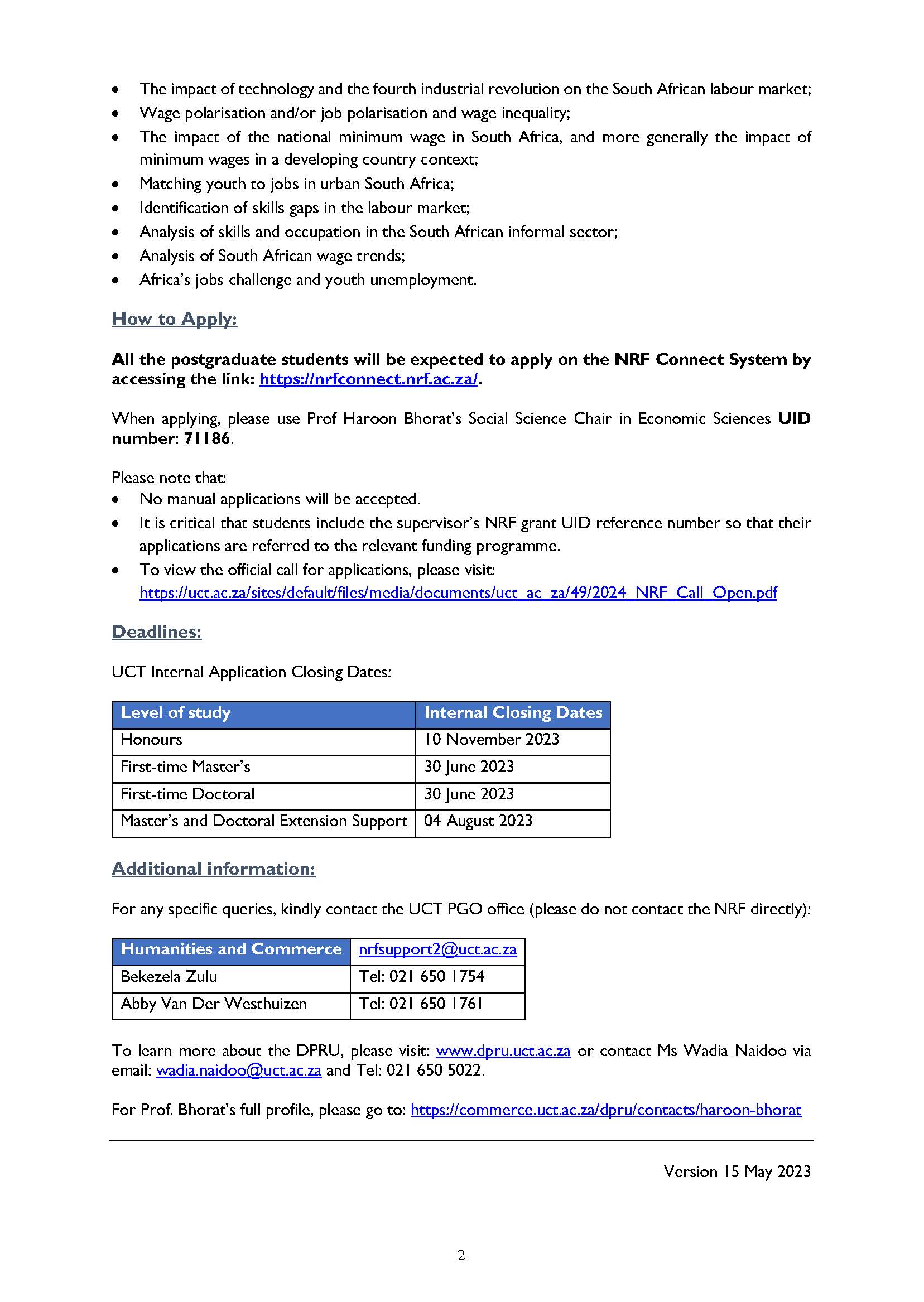 DSI-NRF Postgraduate Student Funding for the 2024 Academic Year