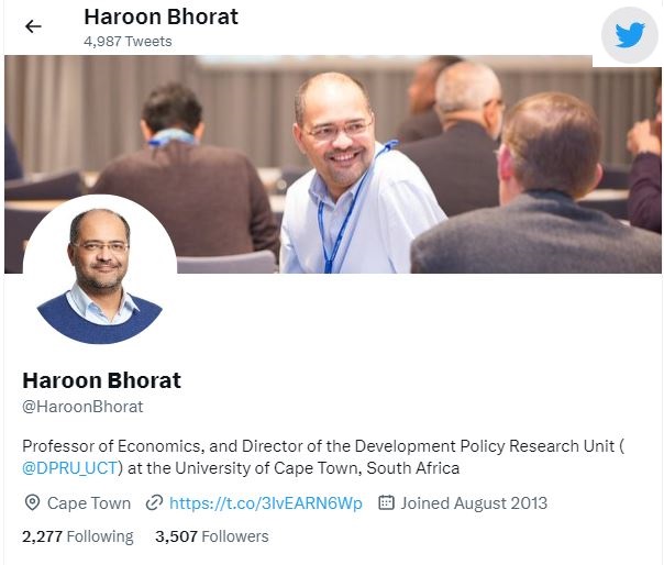 Haroon Bhorat Twitter screengrab