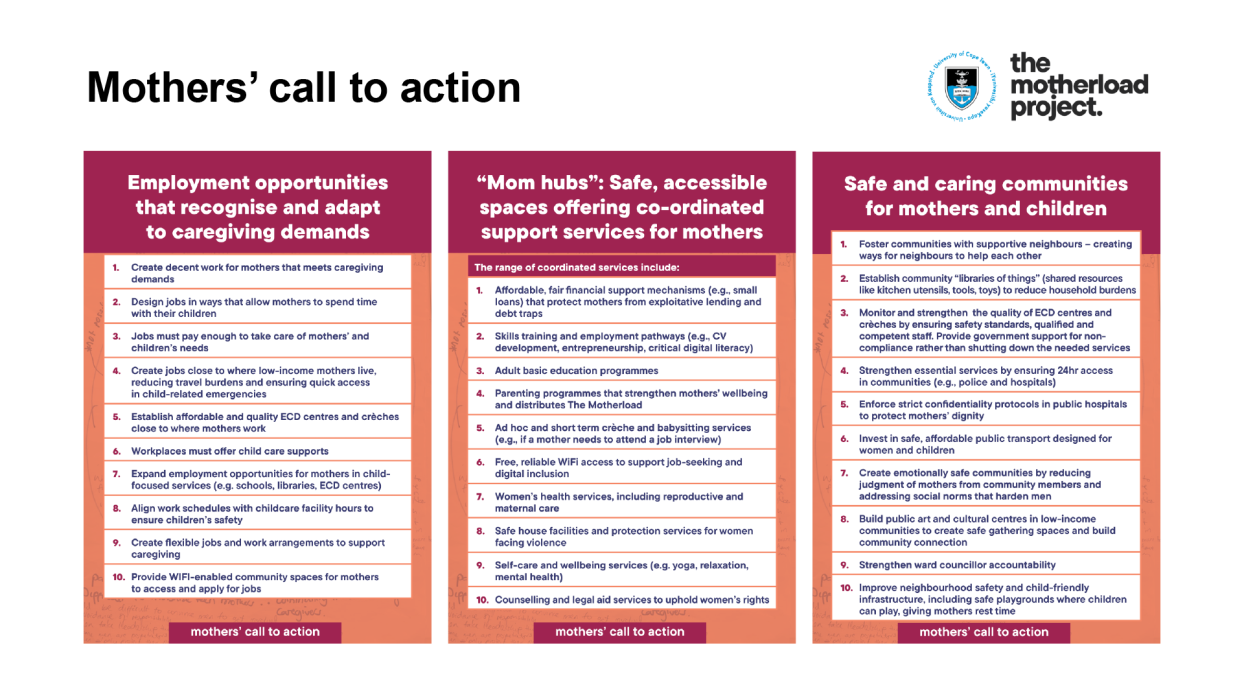 Mothers' call to action 1/2