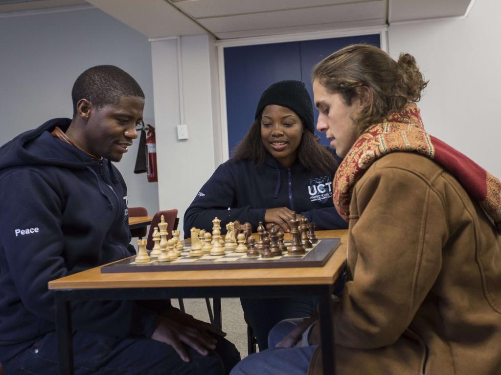 Students playing chess
