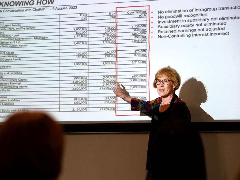 Prof Ilse Lubbe delivers a presentation on ChatGPT during day one of the 2023 Teaching and Learning Conference