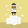 African businessman standing on paperwork. stock illustration